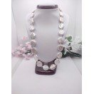 White Freshwater Pearl Buttons/Coins Necklace 22 inches long